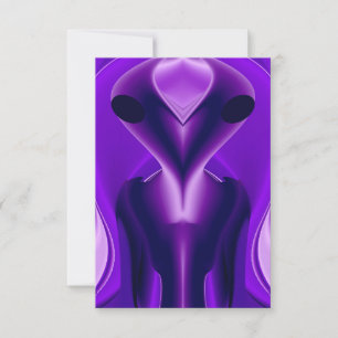 3D Purple Rainbow Dreams , Alien Note Card