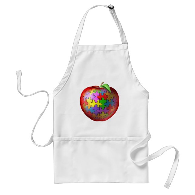 3D Puzzle Apple Adult Apron (Front)