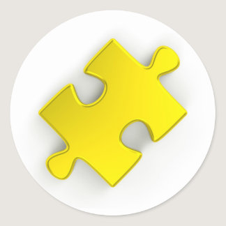 3D Puzzle Piece (Metallic Gold) Classic Round Sticker