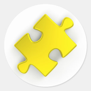 3D Puzzle Piece (Metallic Gold) Classic Round Sticker
