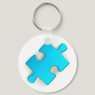3D Puzzle Piece (Metallic Light Blue) Keychain