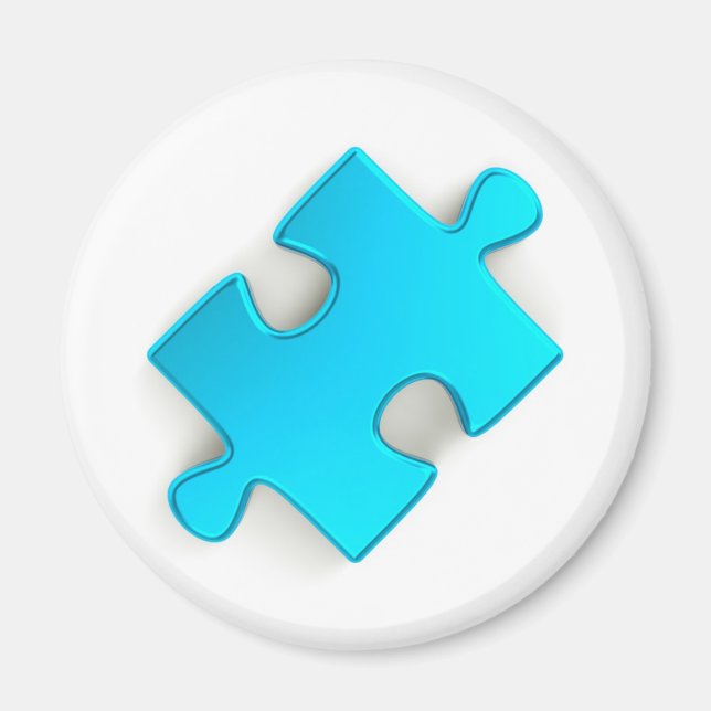 3D Puzzle Piece (Metallic Light Blue) Magnet (Front)