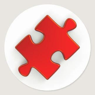 3D Puzzle Piece (Metallic Red) Classic Round Stick Classic Round Sticker