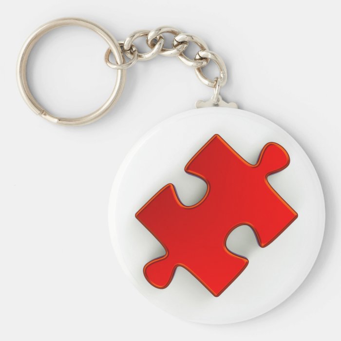 3D Puzzle Piece (Metallic Red) Keychain