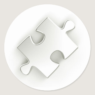 3D Puzzle Piece (Metallic Silver) Classic Round Sticker