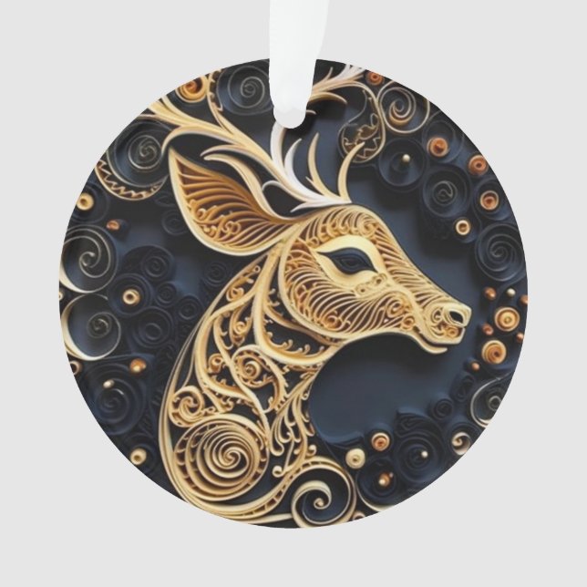 3d Quilling Effect Reindeer Ornament (Front)