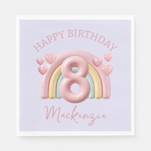 3D Rainbow 8th Birthday Party for Girl Purple
