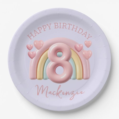 3D Rainbow 8th Birthday Party for Girl Purple