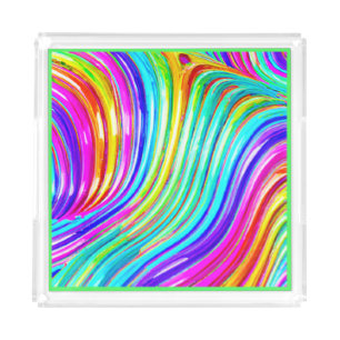 3D Rainbow-hued Abstraction Pattern Acrylic Tray