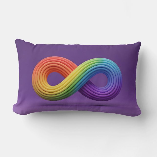 3D Rainbow Infinity Symbol Autism Neurodiversity Lumbar Pillow (Front)
