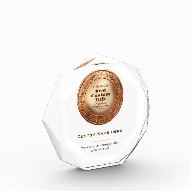 3D Realistic Bronze Medal Custom Editable Award (Left)