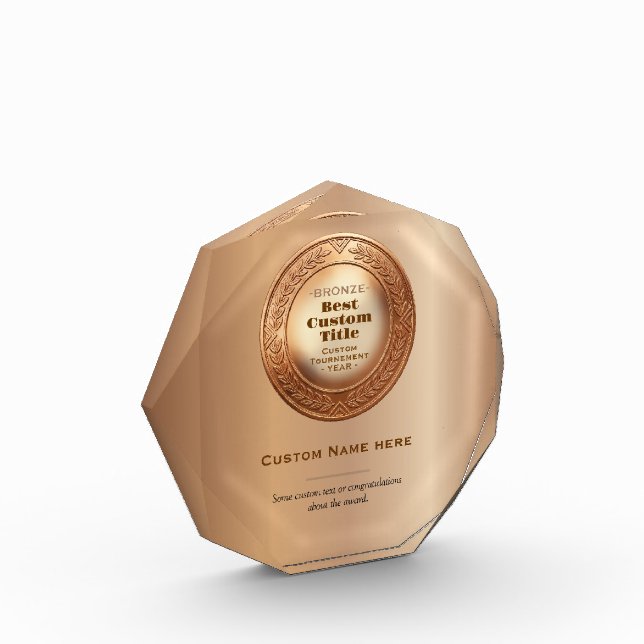 3D Realistic Bronze Medal Custom Editable Award (Left)