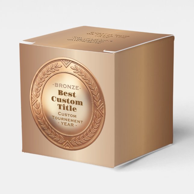 3D Realistic Bronze Medal Custom Editable Award Favor Boxes (Front Side)