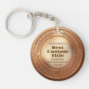 3D Realistic Bronze Medal Custom Editable Award Keychain