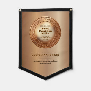 3D Realistic Bronze Medal Custom Editable Award Pennant