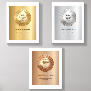 3D Realistic Gold Medal Custom Editable Award Acrylic Photo Tile