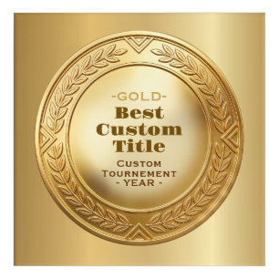 3D Realistic Gold Medal Custom Editable Award Acrylic Print