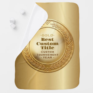 3D Realistic Gold Medal Custom Editable Award Baby Blanket