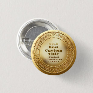 3D Realistic Gold Medal Custom Editable Award Button
