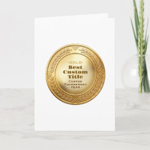 3D Realistic Gold Medal Custom Editable Award Card