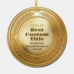 3D Realistic Gold Medal Custom Editable Award Ceramic Ornament