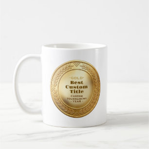 3D Realistic Gold Medal Custom Editable Award Coffee Mug