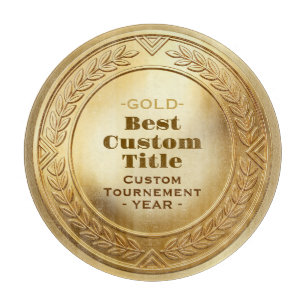 3D Realistic Gold Medal Custom Editable Award Cutting Board