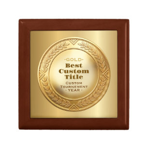 3D Realistic Gold Medal Custom Editable Award Gift Box