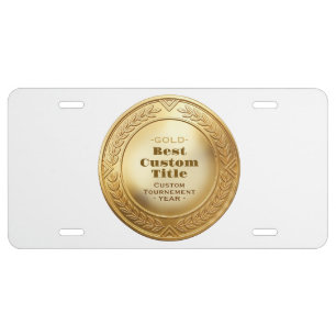 3D Realistic Gold Medal Custom Editable Award License Plate