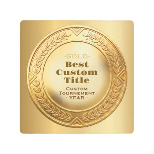 3D Realistic Gold Medal Custom Editable Award Metal Print