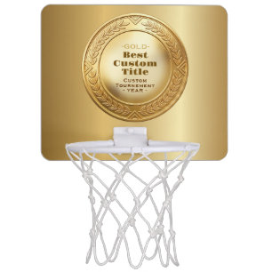 3D Realistic Gold Medal Custom Editable Award Mini Basketball Hoop
