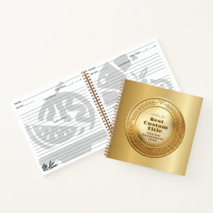 3D Realistic Gold Medal Custom Editable Award Notebook