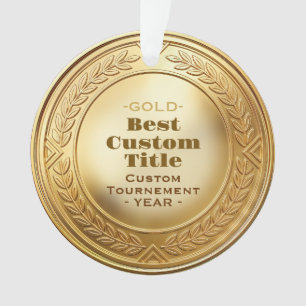 3D Realistic Gold Medal Custom Editable Award Ornament