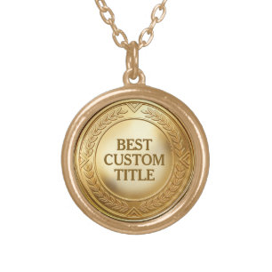 3D Realistic Gold Medal Custom Editable Award Plated Necklace