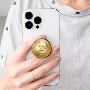 3D Realistic Gold Medal Custom Editable Award PopSocket