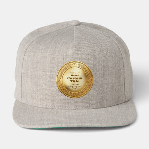 3D Realistic Gold Medal Custom Editable Award Snap Back Hat