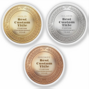 3D Realistic Gold Medal Custom Editable Award Sticker