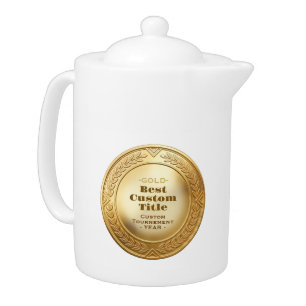 3D Realistic Gold Medal Custom Editable Award Teapot