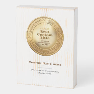 3D Realistic Gold Medal Custom Editable Award Wooden Box Sign
