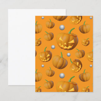 3D Realistic Jack O'Lantern Pumpkin Invitation Postcard