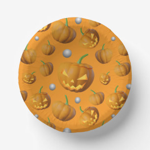 3D Realistic Jack O'Lantern & Pumpkin Pattern Paper Bowls