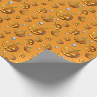 3D Realistic Jack O'Lantern & Pumpkin Pattern Wrapping Paper