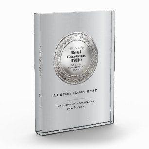 3D Realistic Silver Medal Custom Editable Award