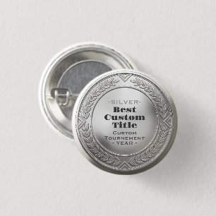 3D Realistic Silver Medal Custom Editable Award Button