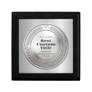 3D Realistic Silver Medal Custom Editable Award Gift Box