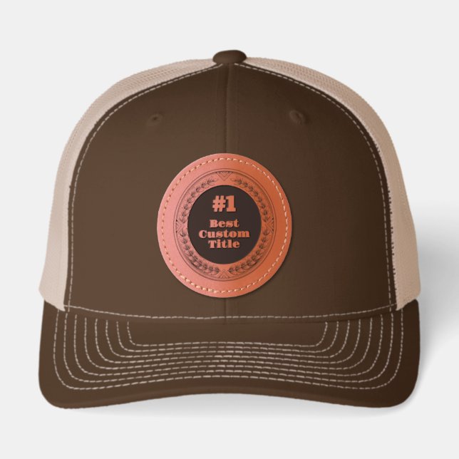3D Realistic Silver Medal Custom Editable Award Leather Patch Hat (Front)