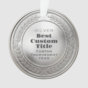 3D Realistic Silver Medal Custom Editable Award Ornament