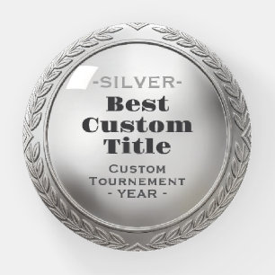 3D Realistic Silver Medal Custom Editable Award Paperweight