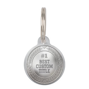 3D Realistic Silver Medal Custom Editable Award Pet ID Tag
