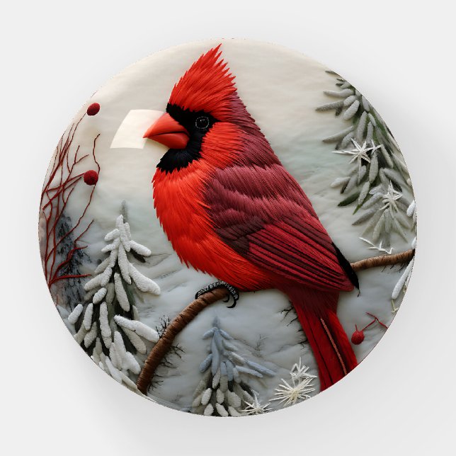 3D Red Cardinal Bird Chirstmas  Paperweight (Front)